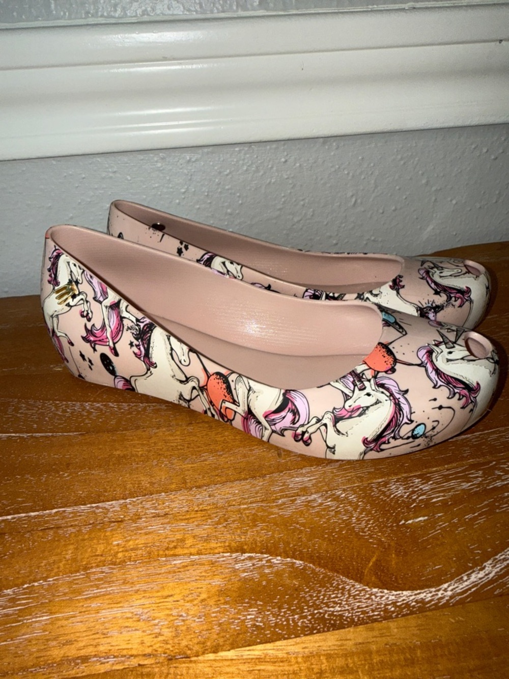 Melissa Pink Unicorn Print Ballet Flats